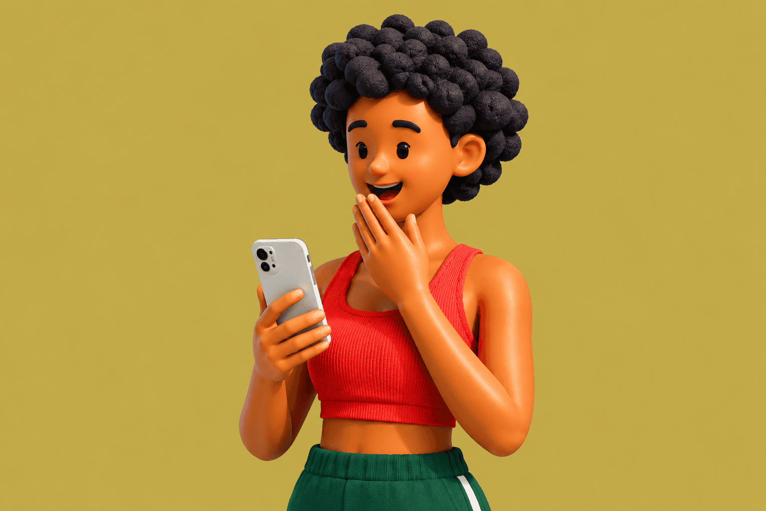 Person looking at their phone in surprise